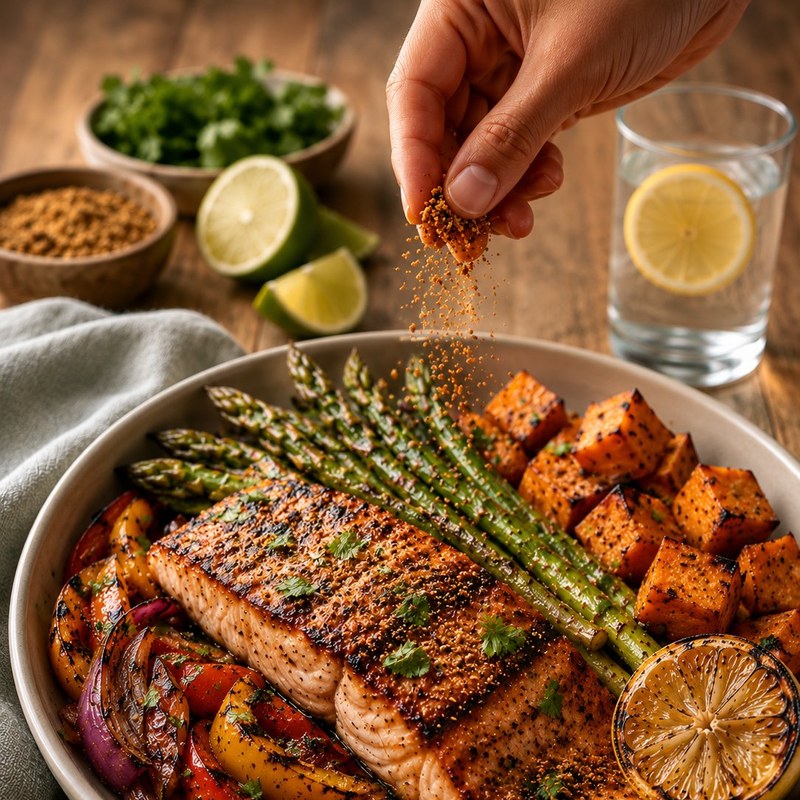 Colorful complete meal in a bowl