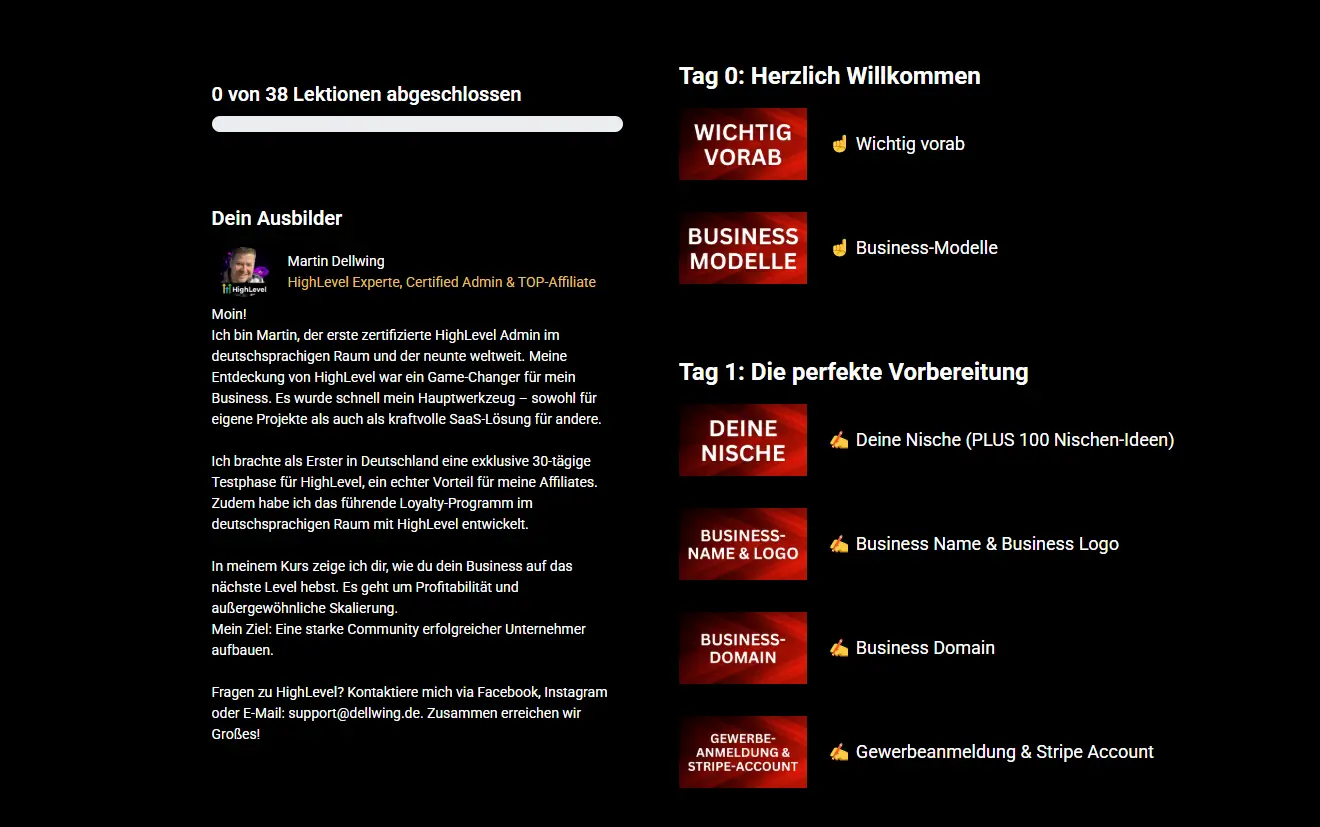 GoHighLevel Grundausbildung Einblick