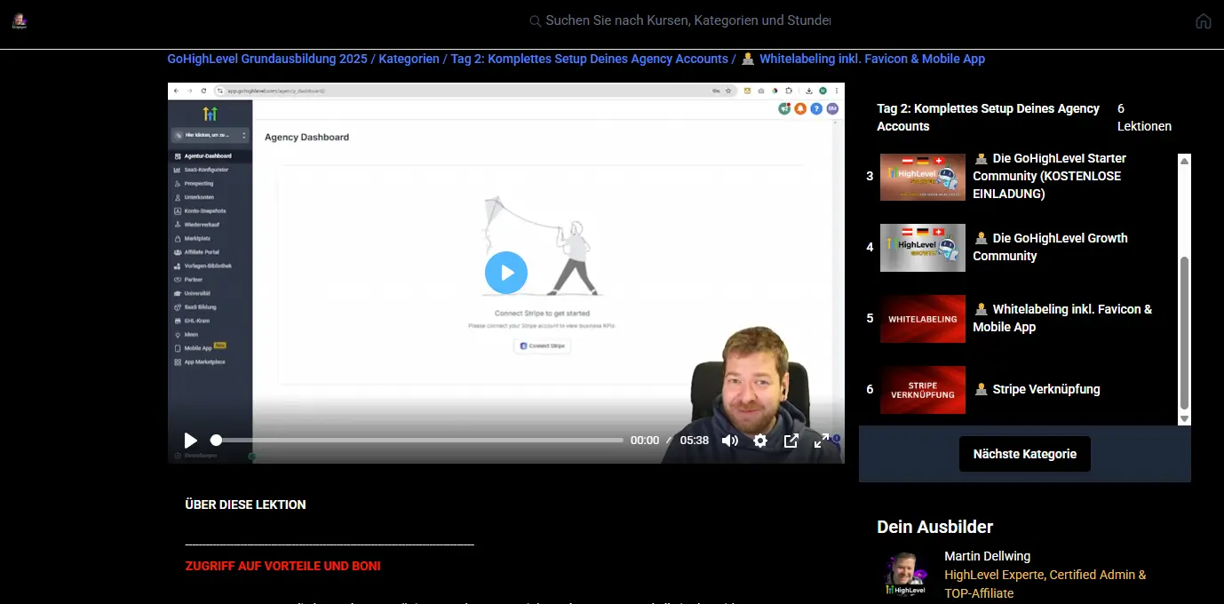 GHighLevelGoHighLevel Kurs-Video auf Deutsch lernen Website-Baukasten