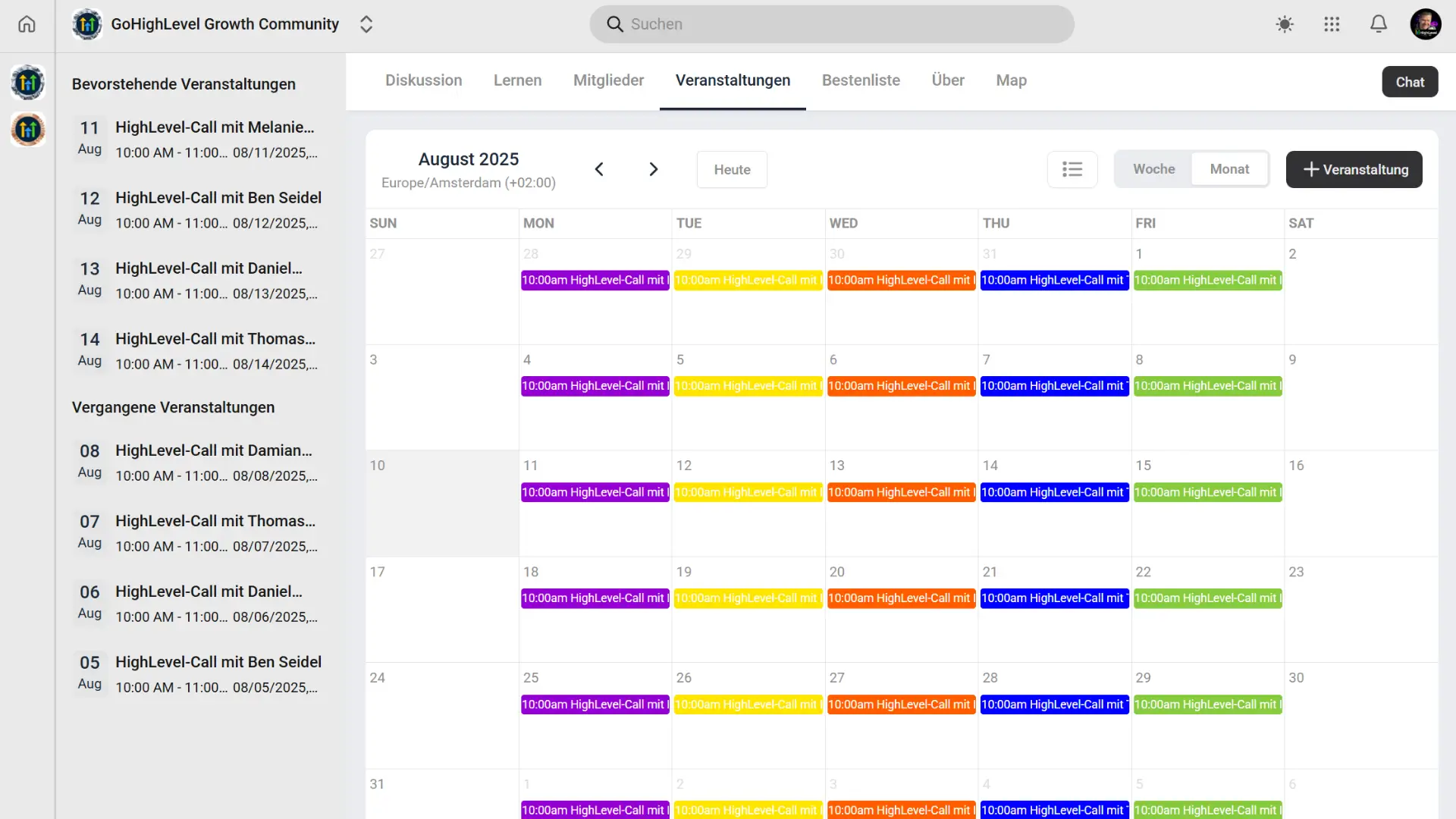 Tägliche Live-Calls in der GoHighLevel Growth Community