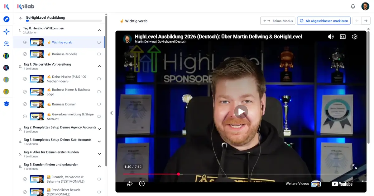 GoKollab Deutsch Kurse Übersicht