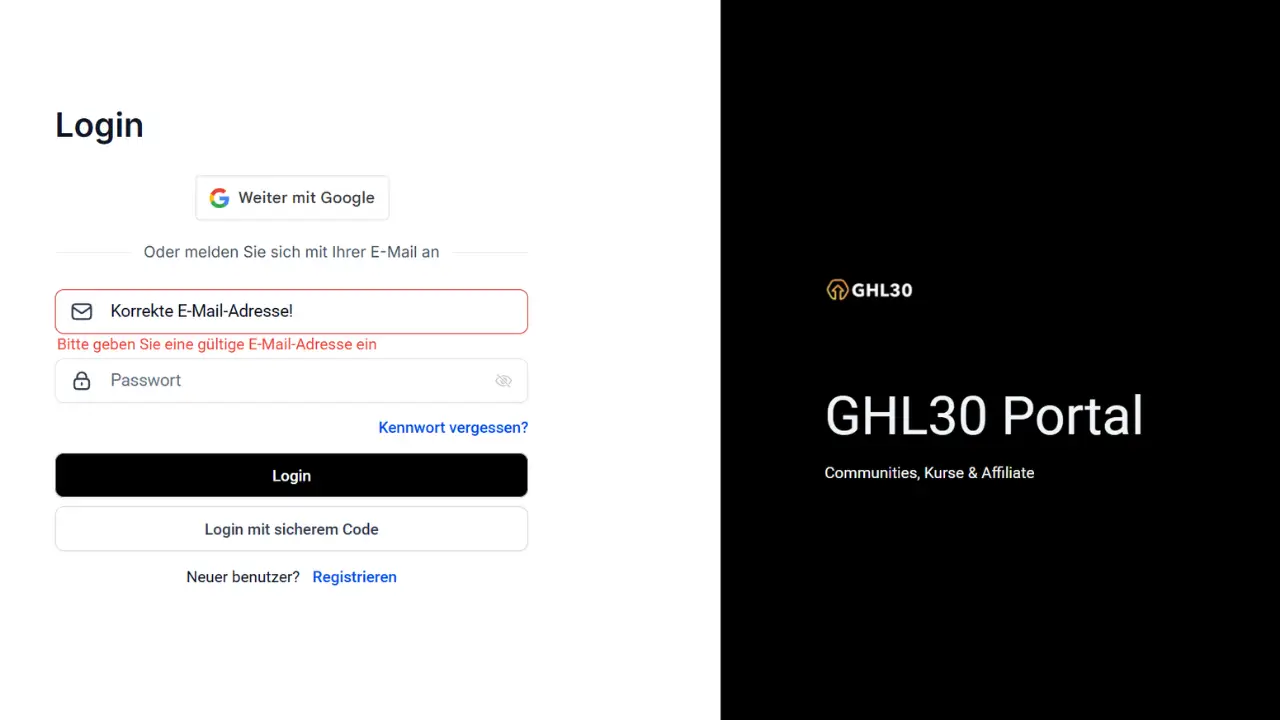 Login mit E-Mail-Adresse