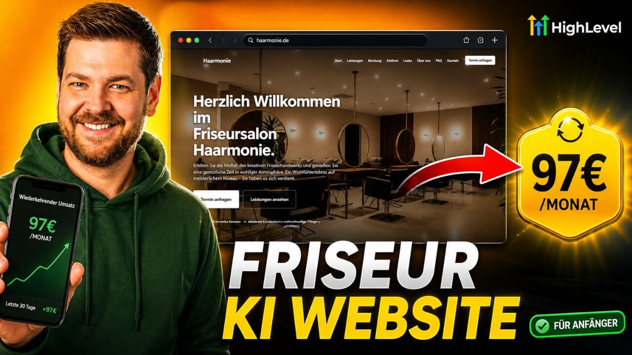 Friseur Website erstellen mit GoHighLevel KI Studio