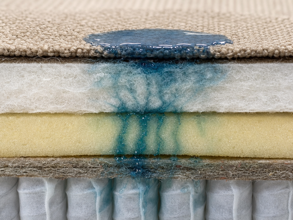 Pet urine soaking deep into upholstery layers — My Upholstery Guys Fort Worth