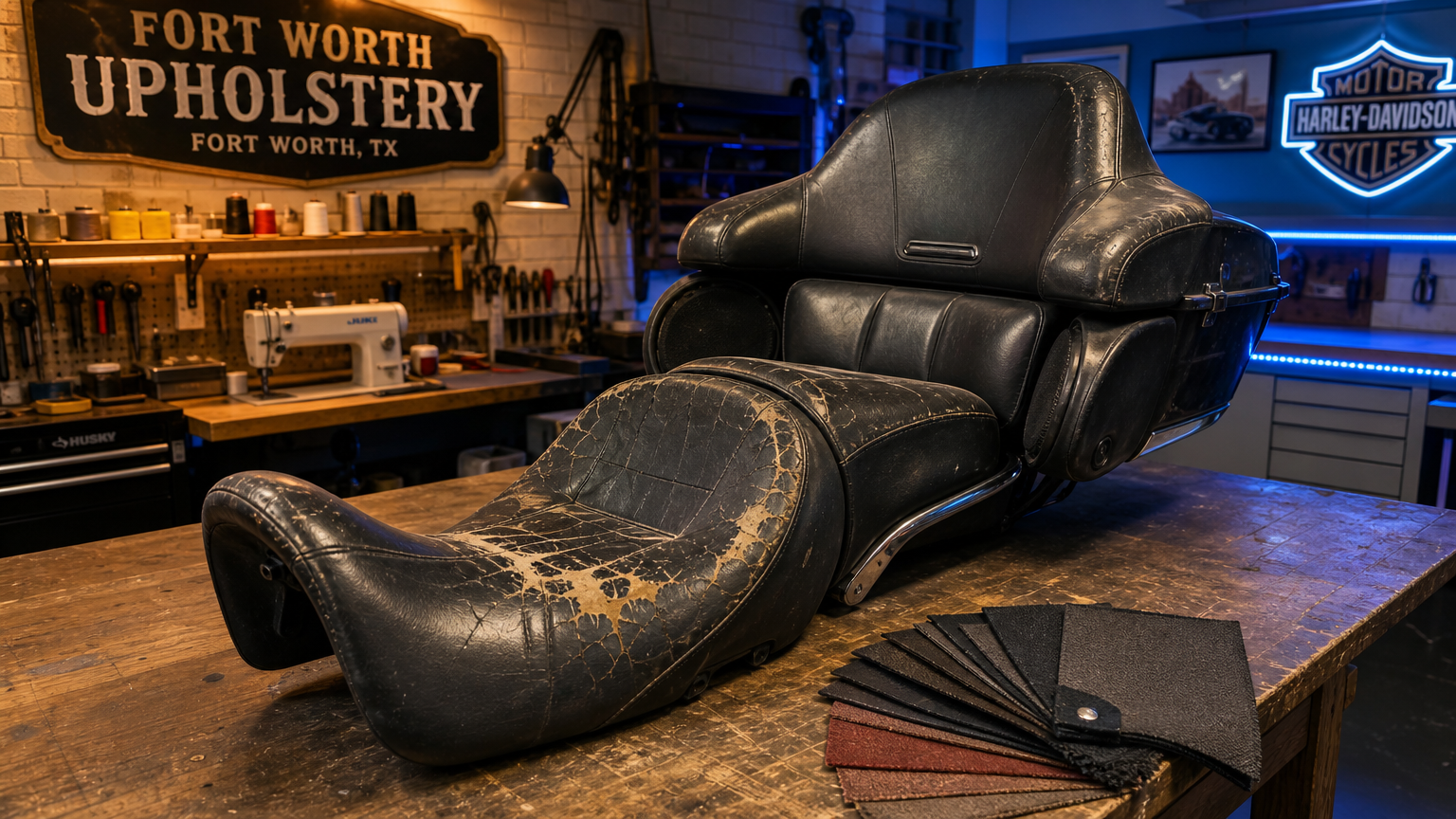 Motorcycle seat upholstery Fort Worth