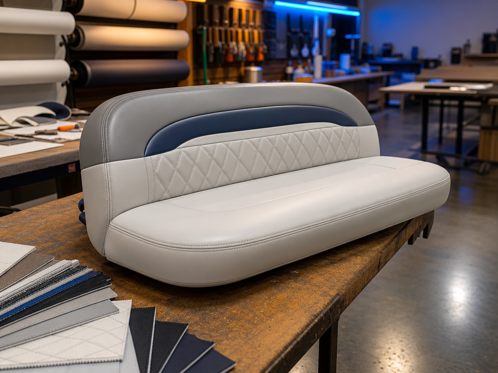 Boat seat upholstery work in progress — My Upholstery Guys Fort Worth serving Azle TX