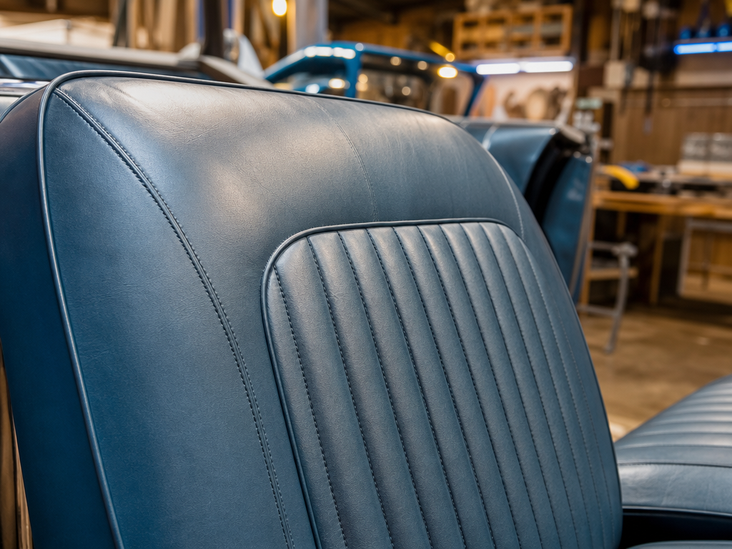Classic car seat reupholstery in progress — My Upholstery Guys Fort Worth