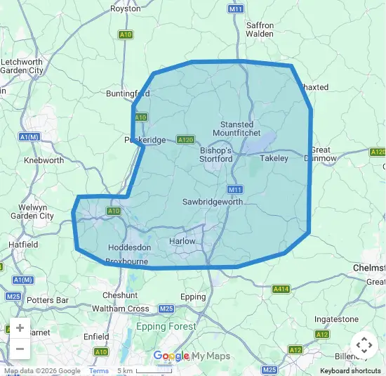 Service area map for RJS Pro Clean