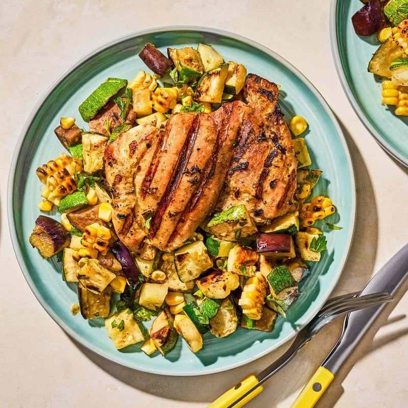 Poulet grillé et légumes méditerranéens