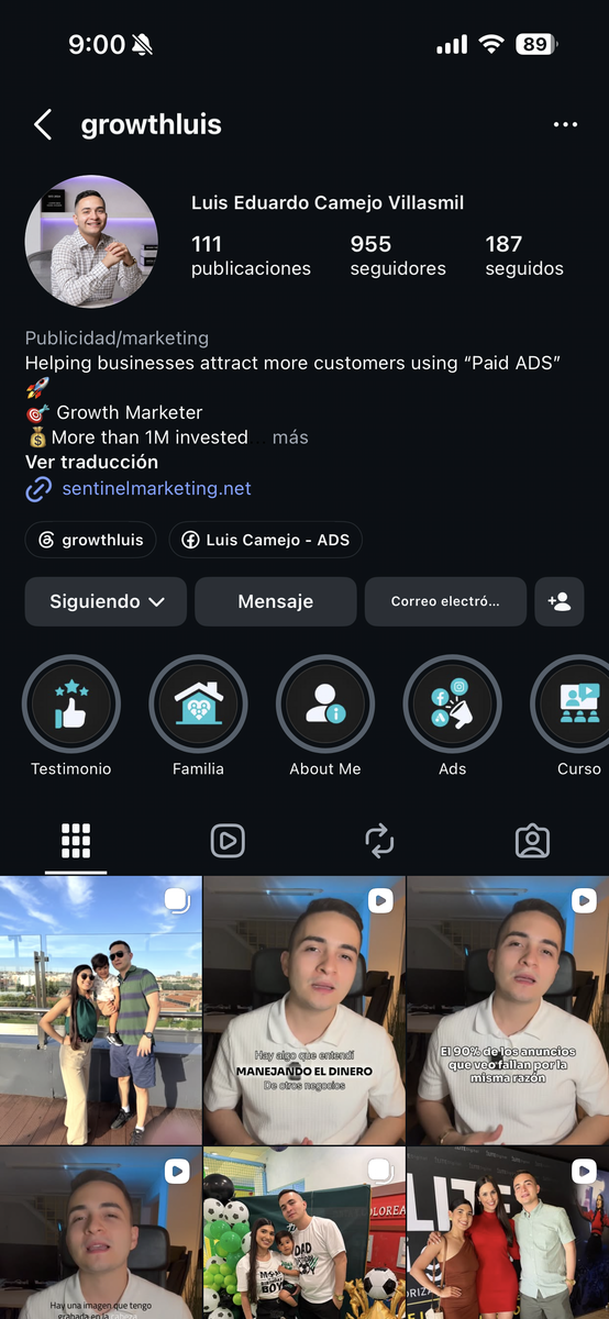 Instagram de Growth Luis