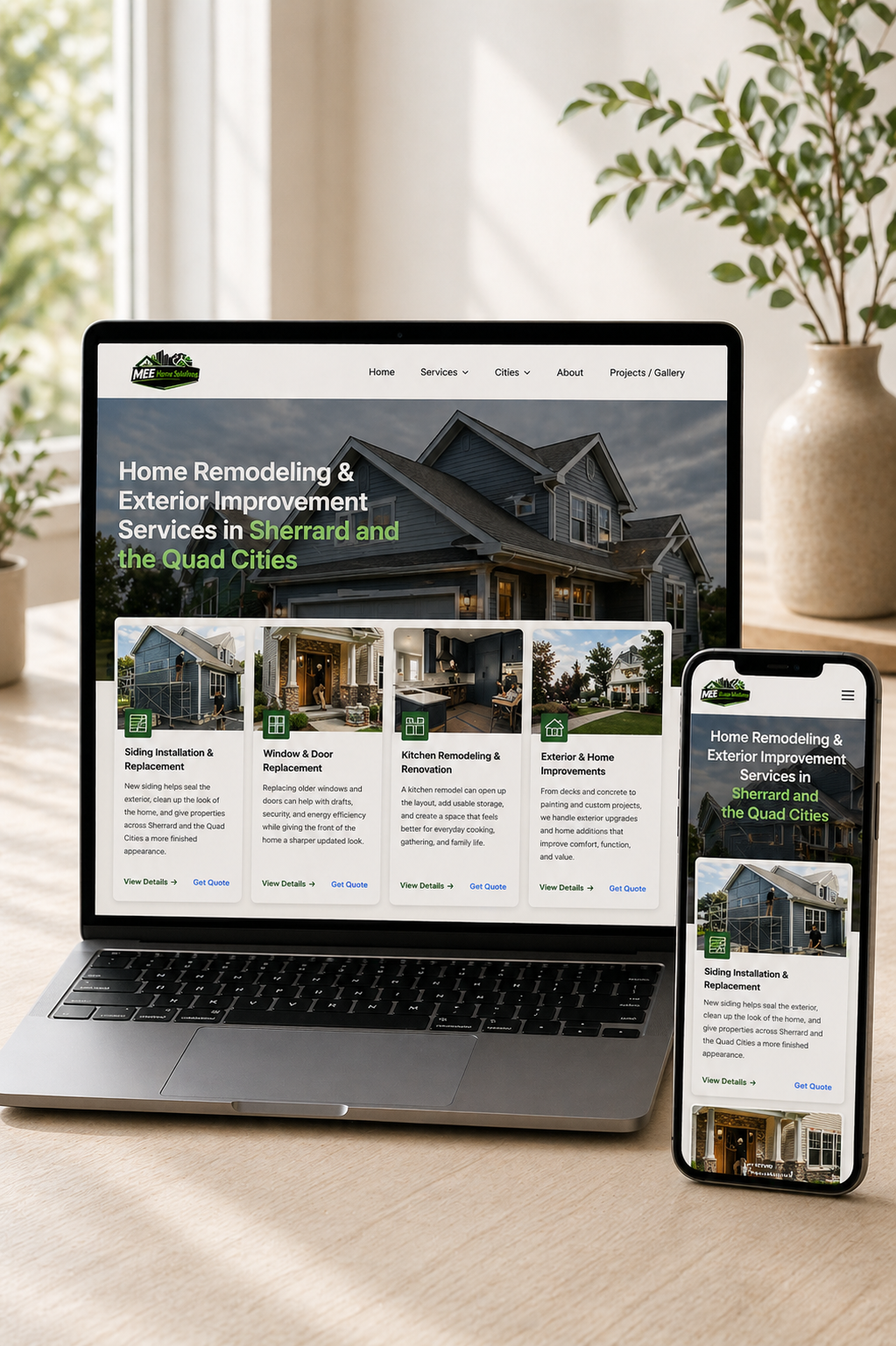 Custom website design for a La Grange small business showing a professional homepage layout built by American Dreams Marketing