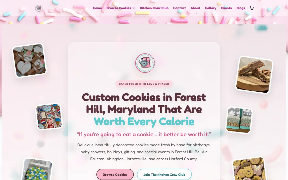 Aunt Jenny Jenn's Kitchen website homepage on desktop, built by American Dreams Marketing
