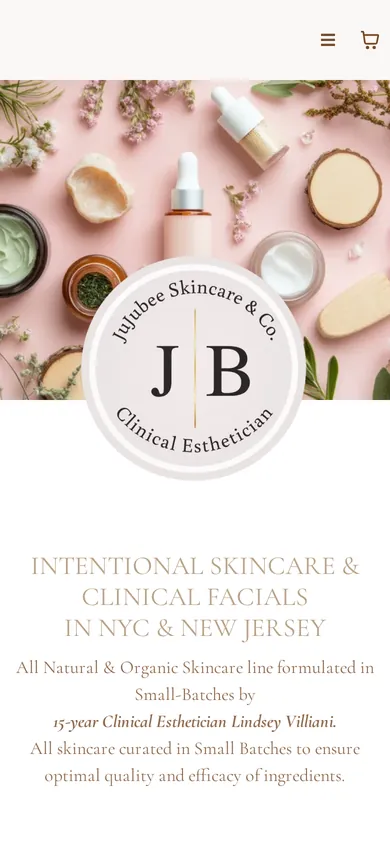 JuJubee Skincare website on mobile