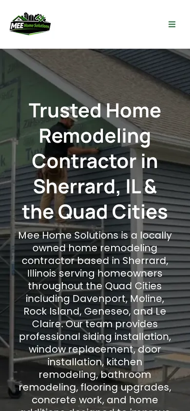 Mee Home Solutions website on mobile