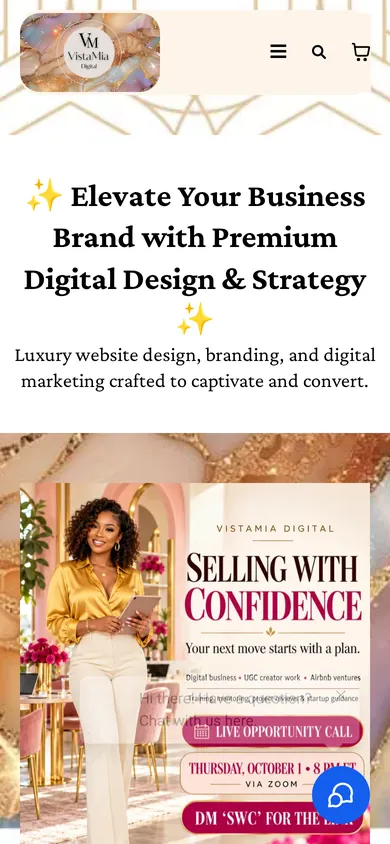 VistaMia Digital website on mobile