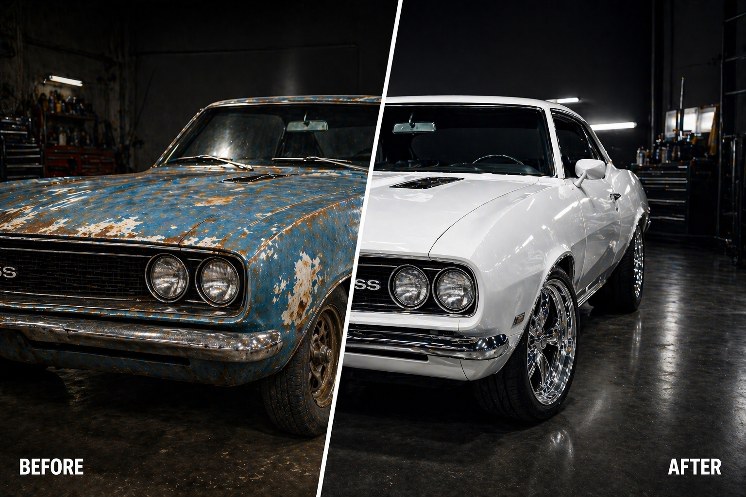 before and after custom paint job Edmonton