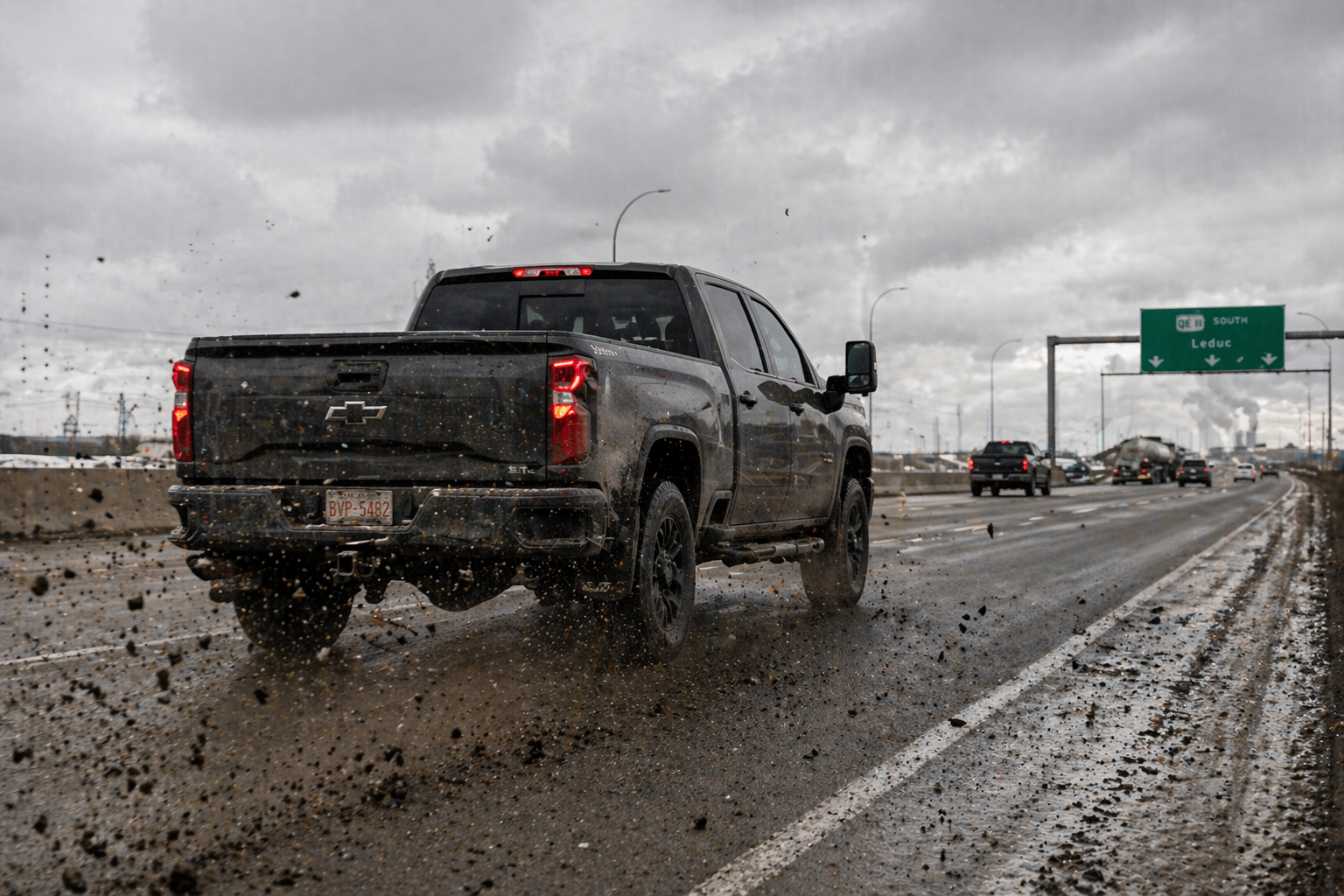 QEII highway vehicle damage near Leduc — THCAR auto body shop serving Leduc