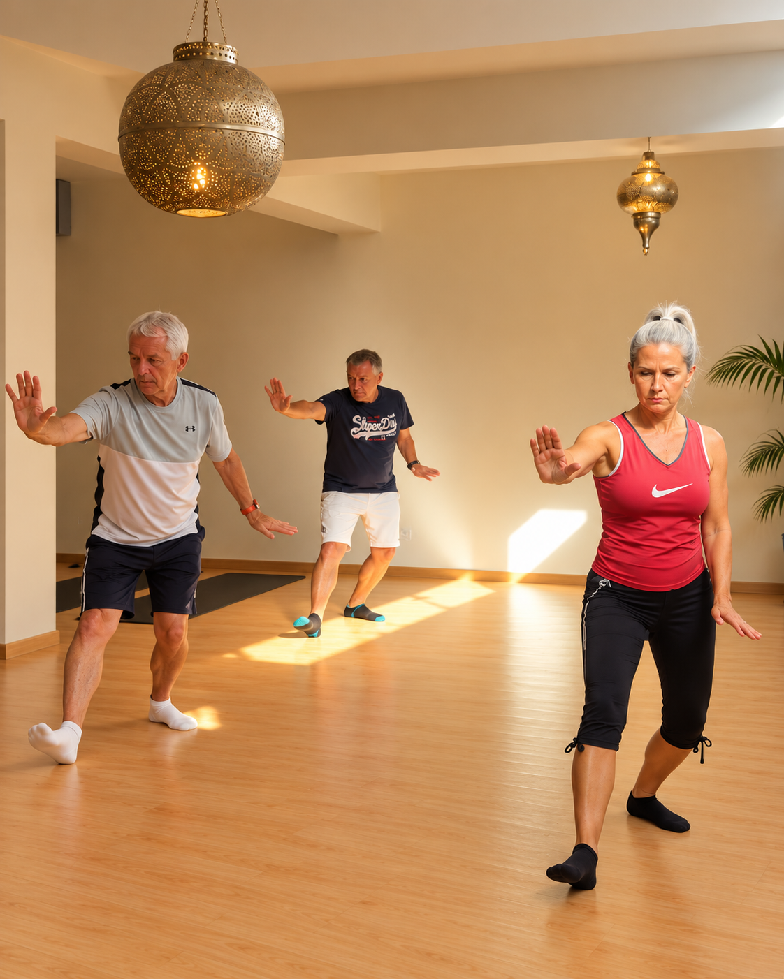 Sandra Homer leading movement exercises in the studio