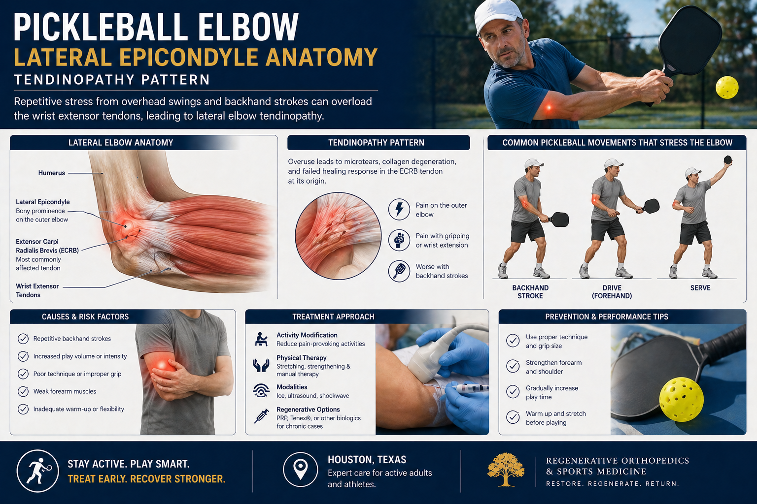 Pickleball elbow lateral epicondyle anatomy — tendinopathy pattern Pickleball elbow lateral epicondyle anatomy — tendinopathy pattern
