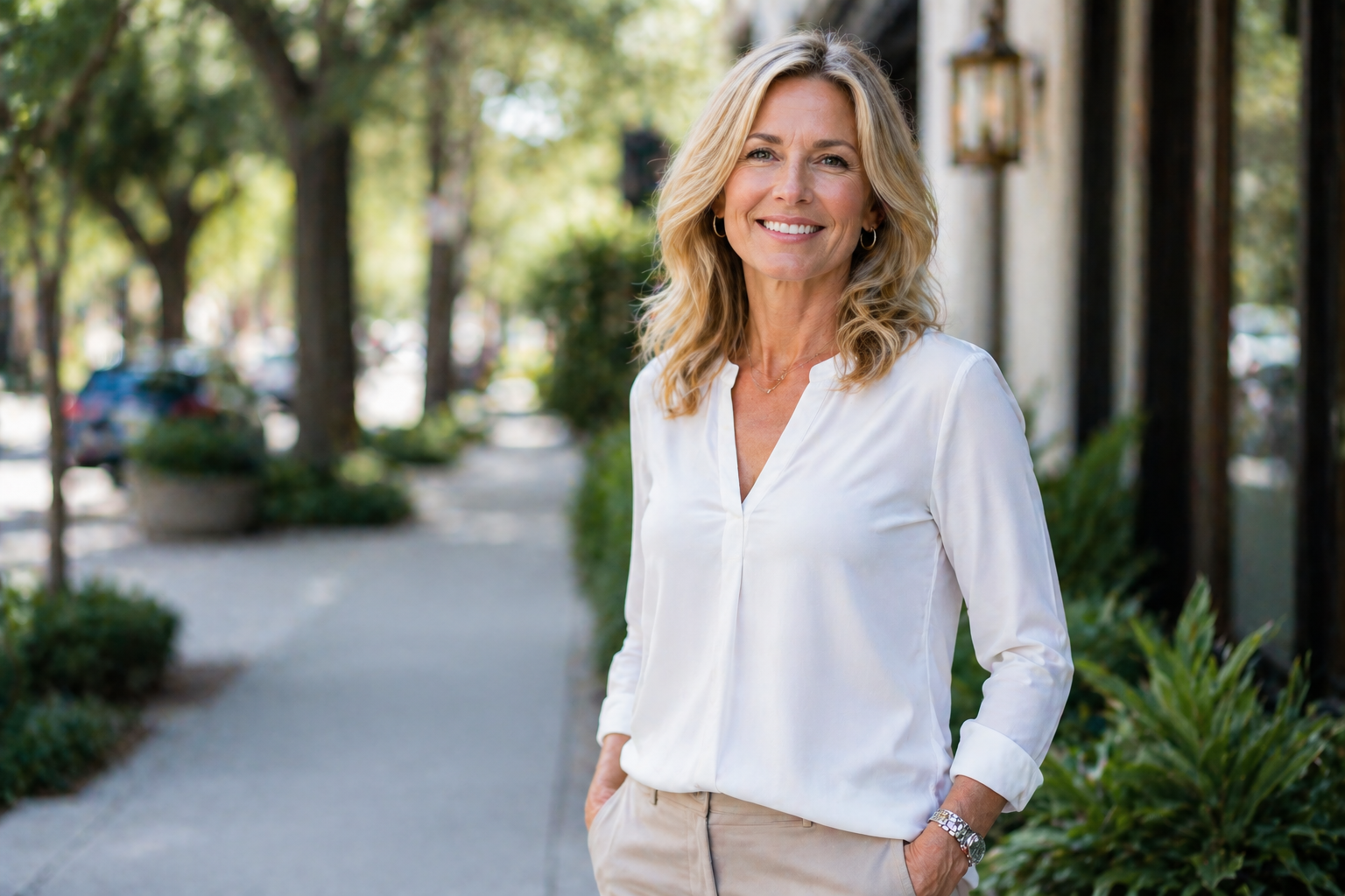 Woman in her 50s confident and energized River Oaks — menopause hormone optimization Woman in her 50s confident and energized River Oaks — menopause hormone optimization