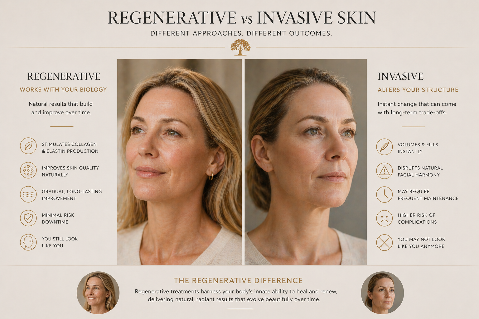 Regenerative versus invasive skin comparison — natural results versus structural alteration Regenerative versus invasive skin comparison — natural results versus structural alteration