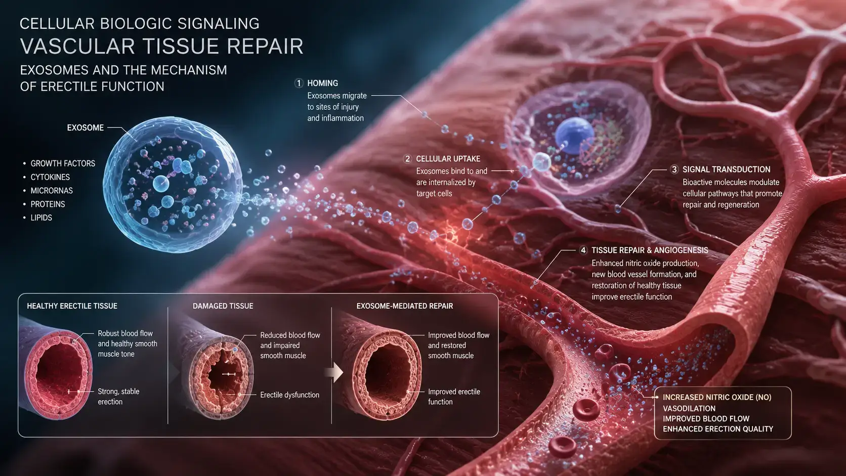 Cellular biologic signaling vascular tissue repair — exosomes erectile function mechanism Cellular biologic signaling vascular tissue repair — exosomes erectile function mechanism