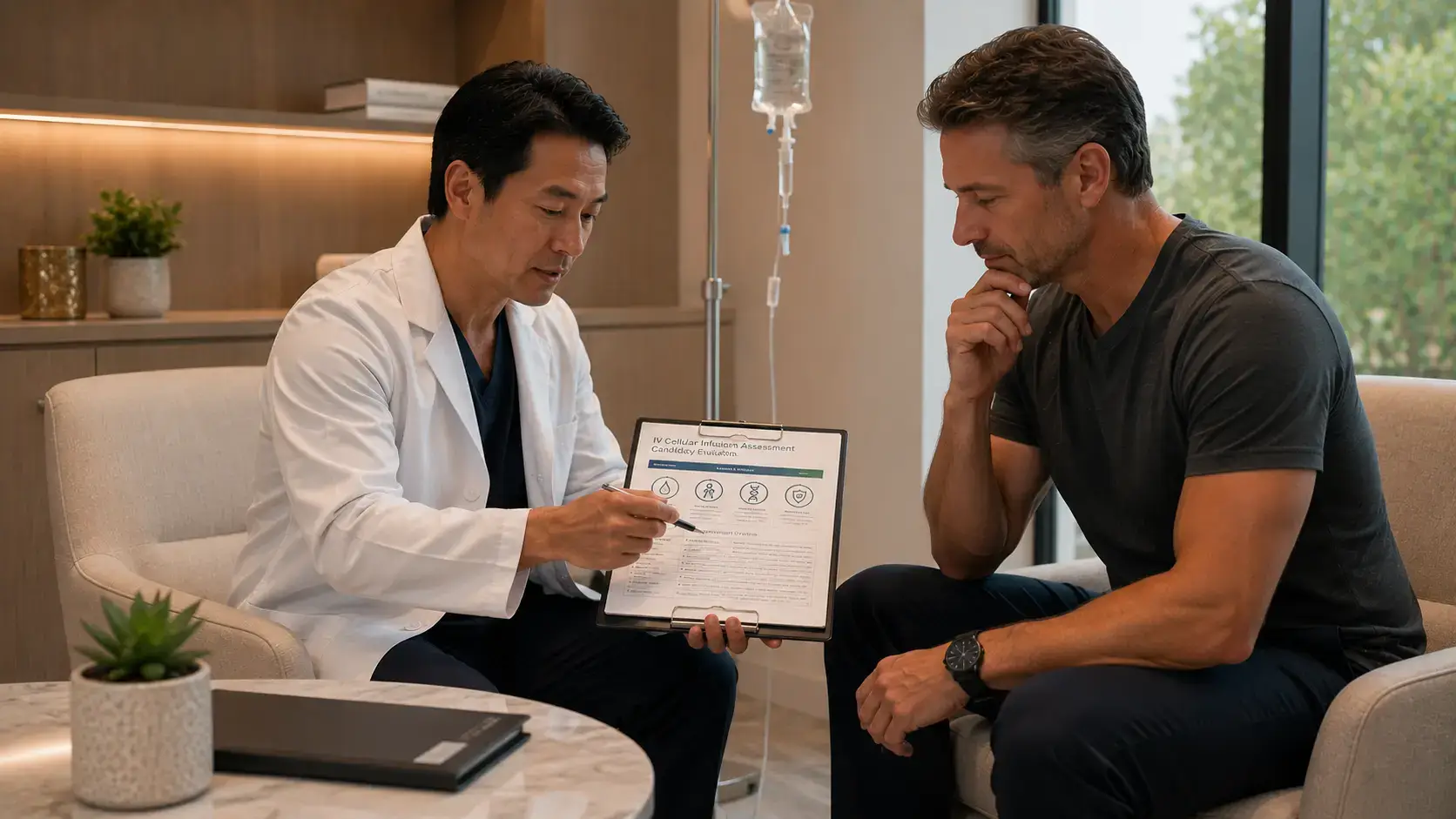 Physician-guided IV infusion assessment River Oaks Houston — IV cellular infusion candidacy