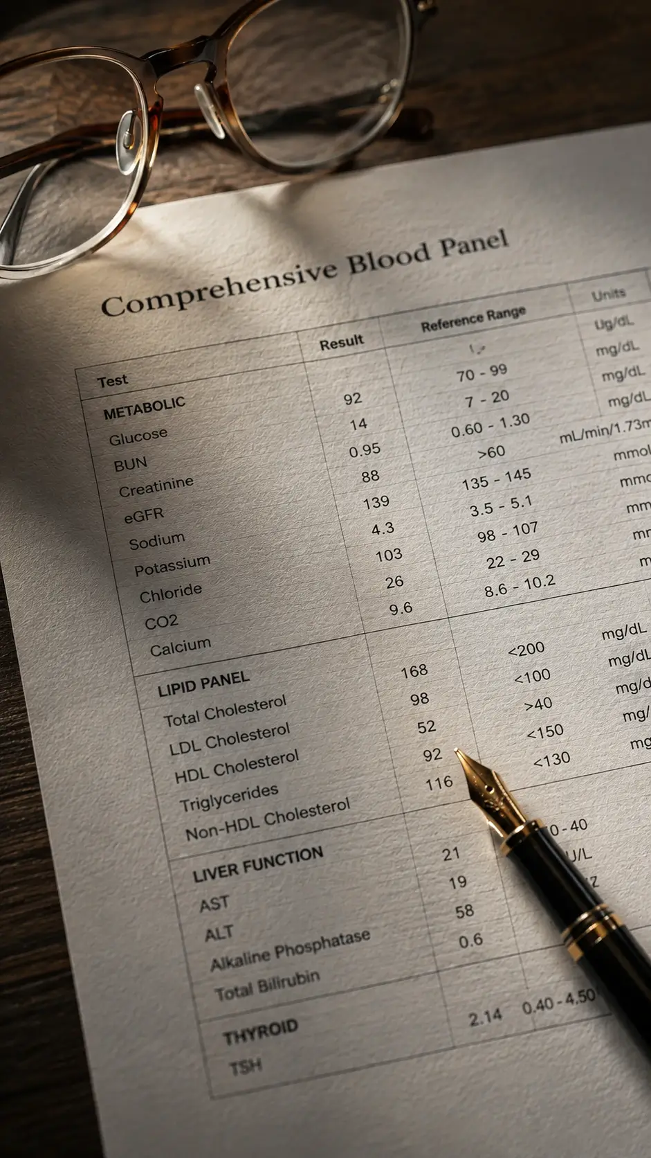 Comprehensive blood panel review at Valere Regenerative, River Oaks Houston