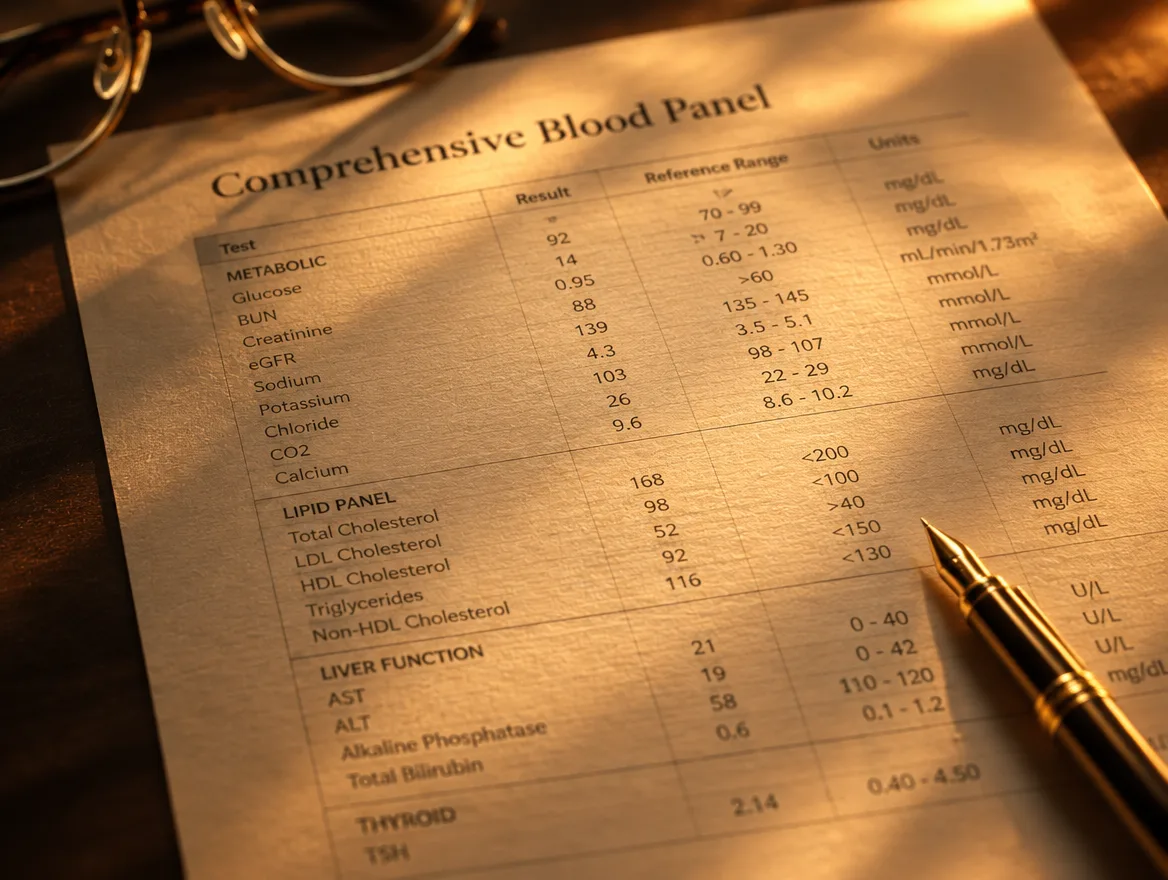 Comprehensive blood panel review at Valere Regenerative, River Oaks, Houston