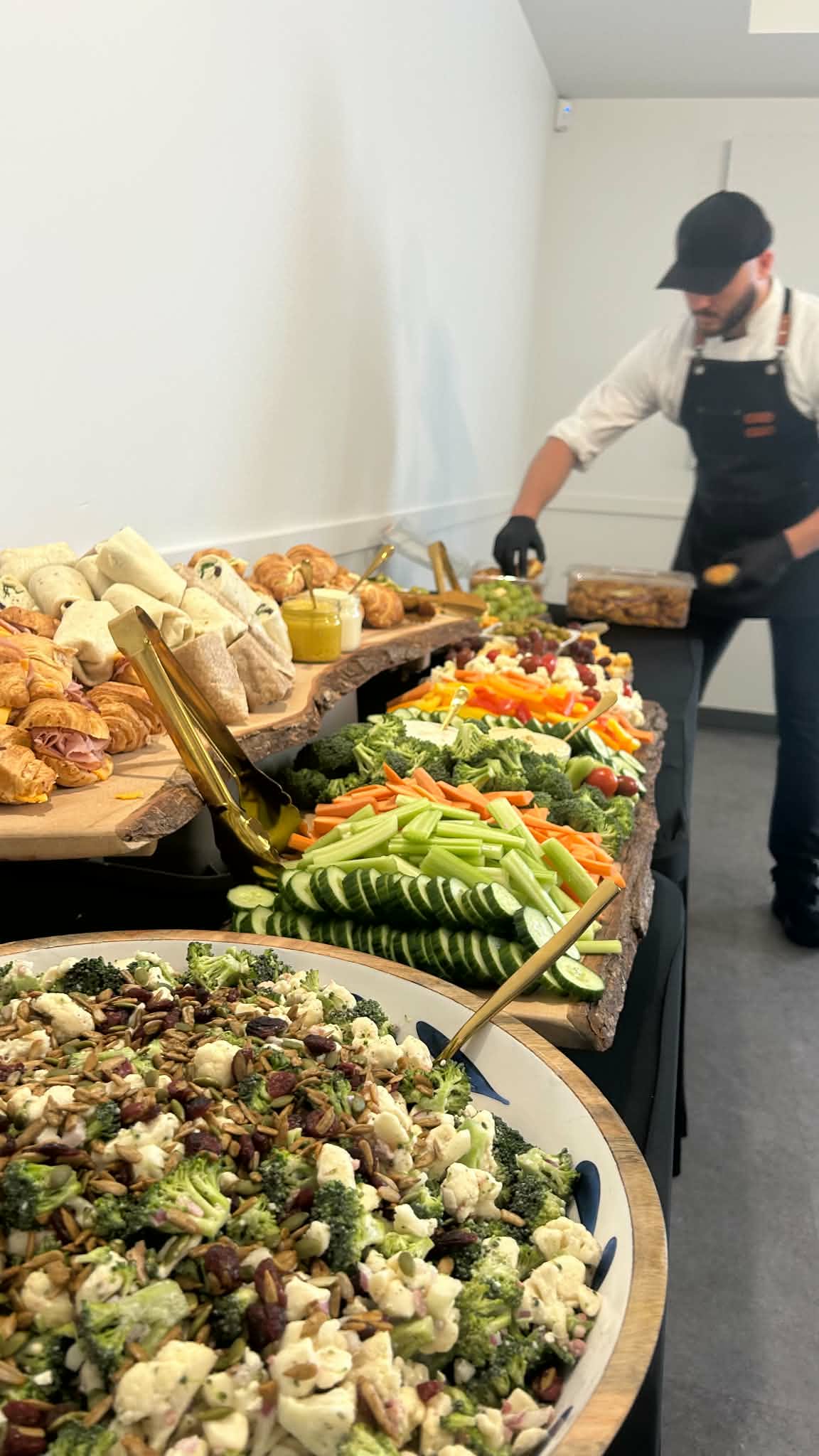 Chef Seb preparing dishes for a catering event