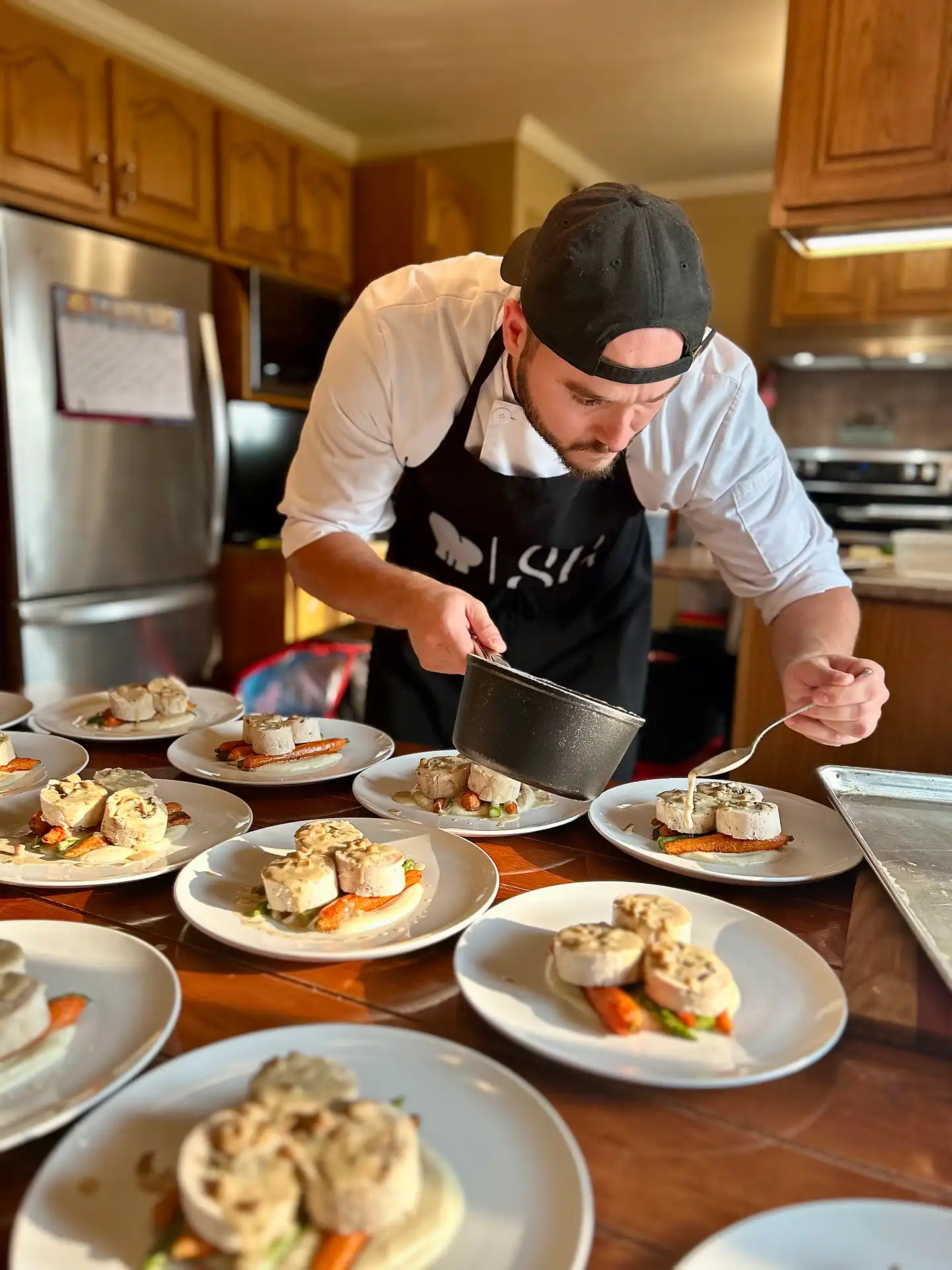 Chef Seb preparing a private dinner experience