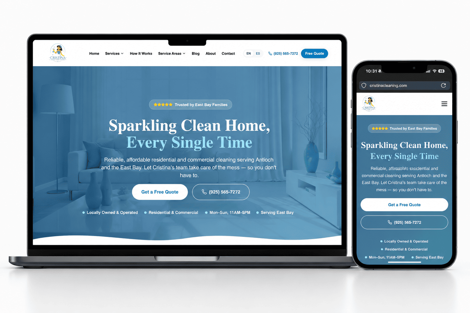 Cristina's Cleaning Services - A2Z Digital Client
