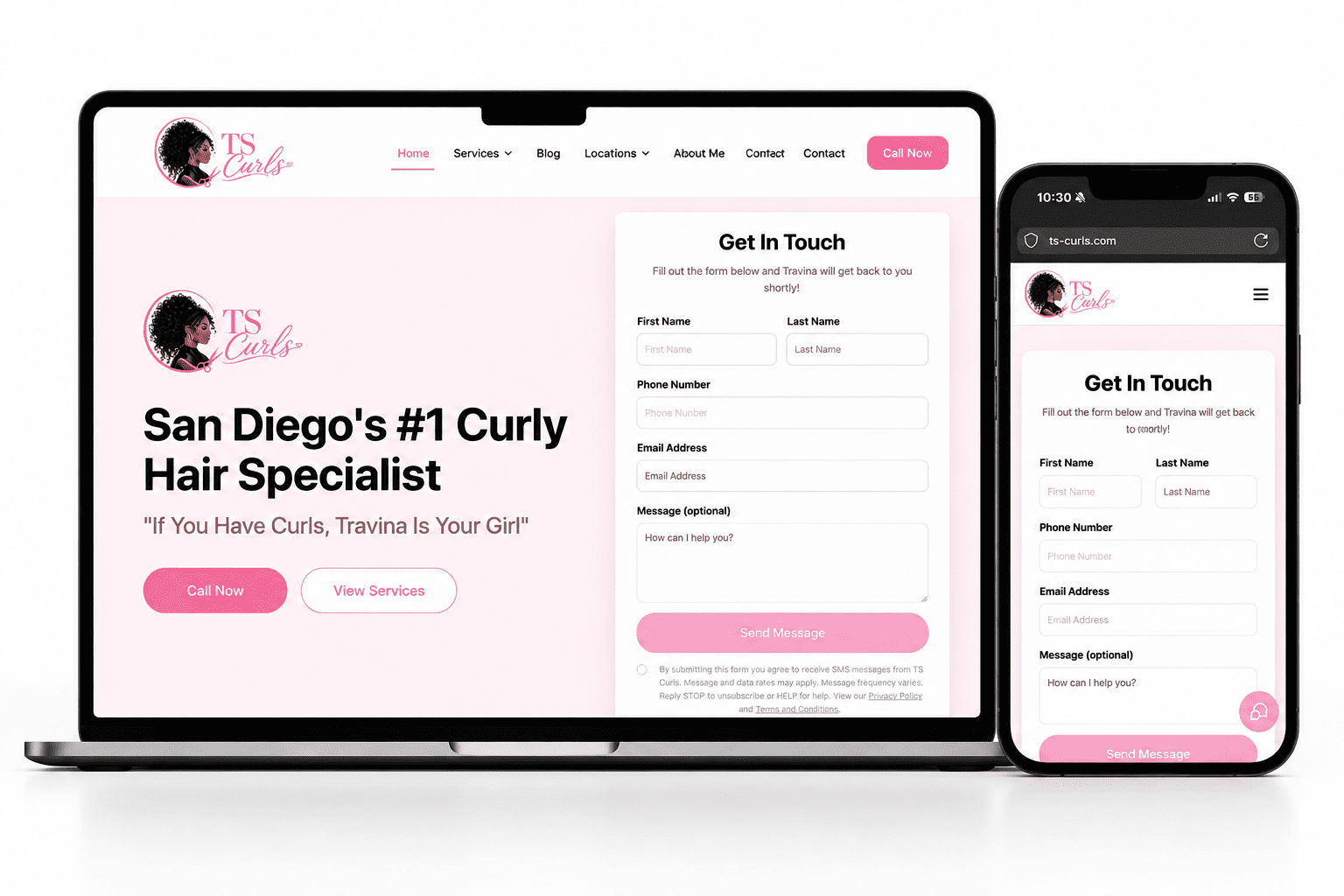 TS Curls Hair Salon - La Jolla CA - A2Z Digital Client