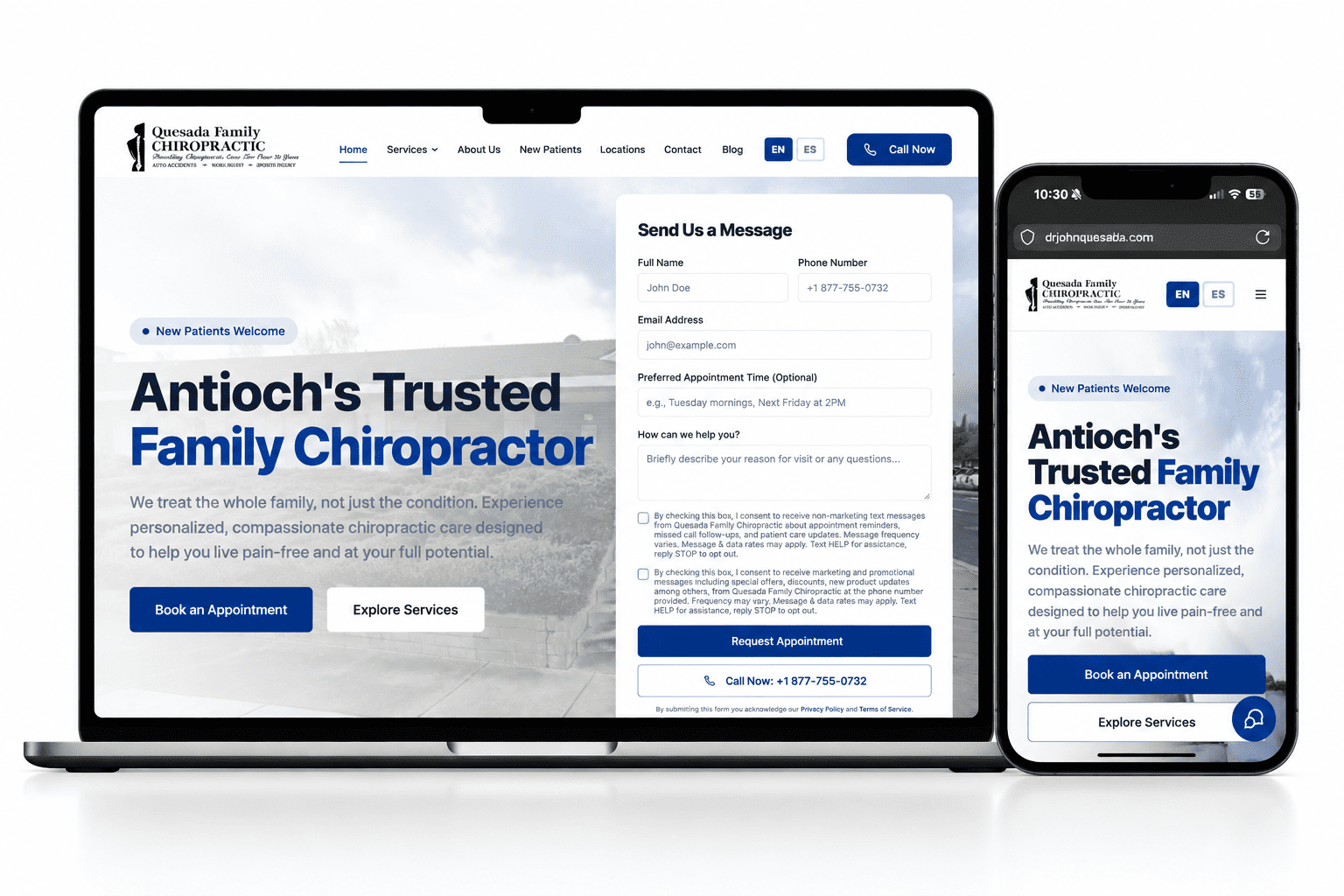 Quesada Family Chiropractic - Antioch CA - A2Z Digital Client