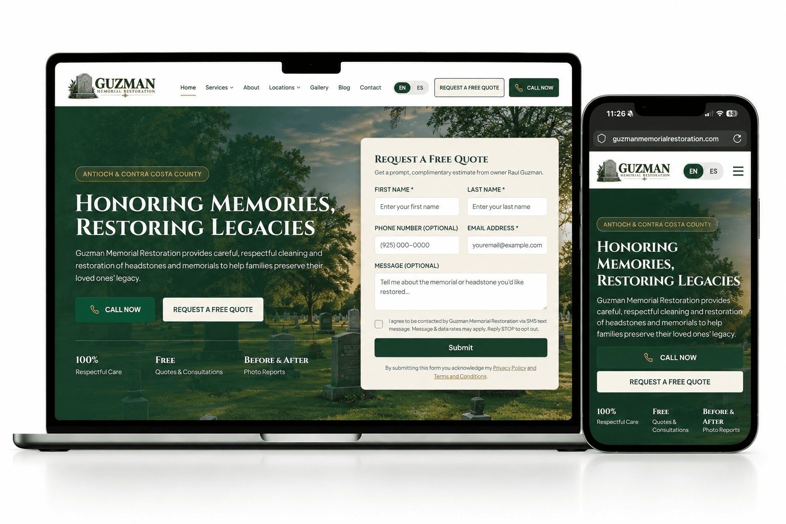 Guzman Memorial Restoration - A2Z Digital Client