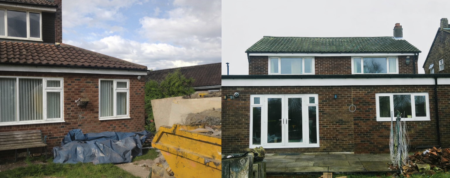 Modern home extension before and after