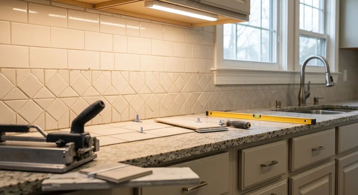 Backsplash tile installation