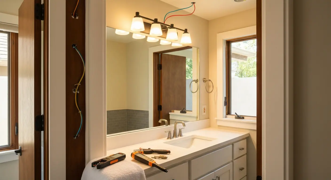 Bathroom vanity lighting installation