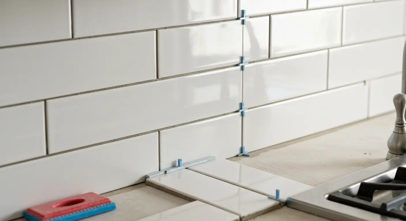 Ceramic backsplash installation