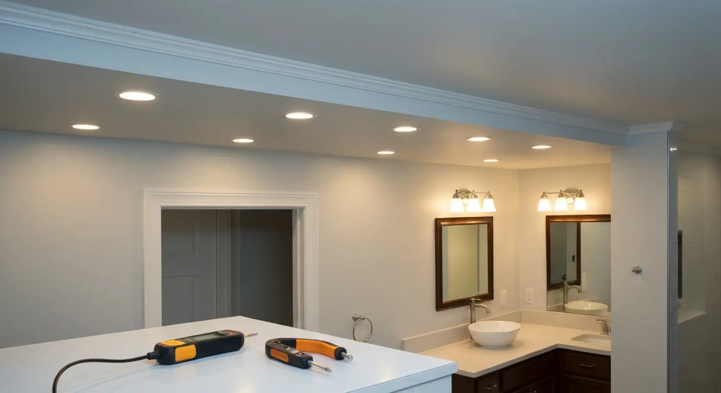 Recessed bathroom lighting installation