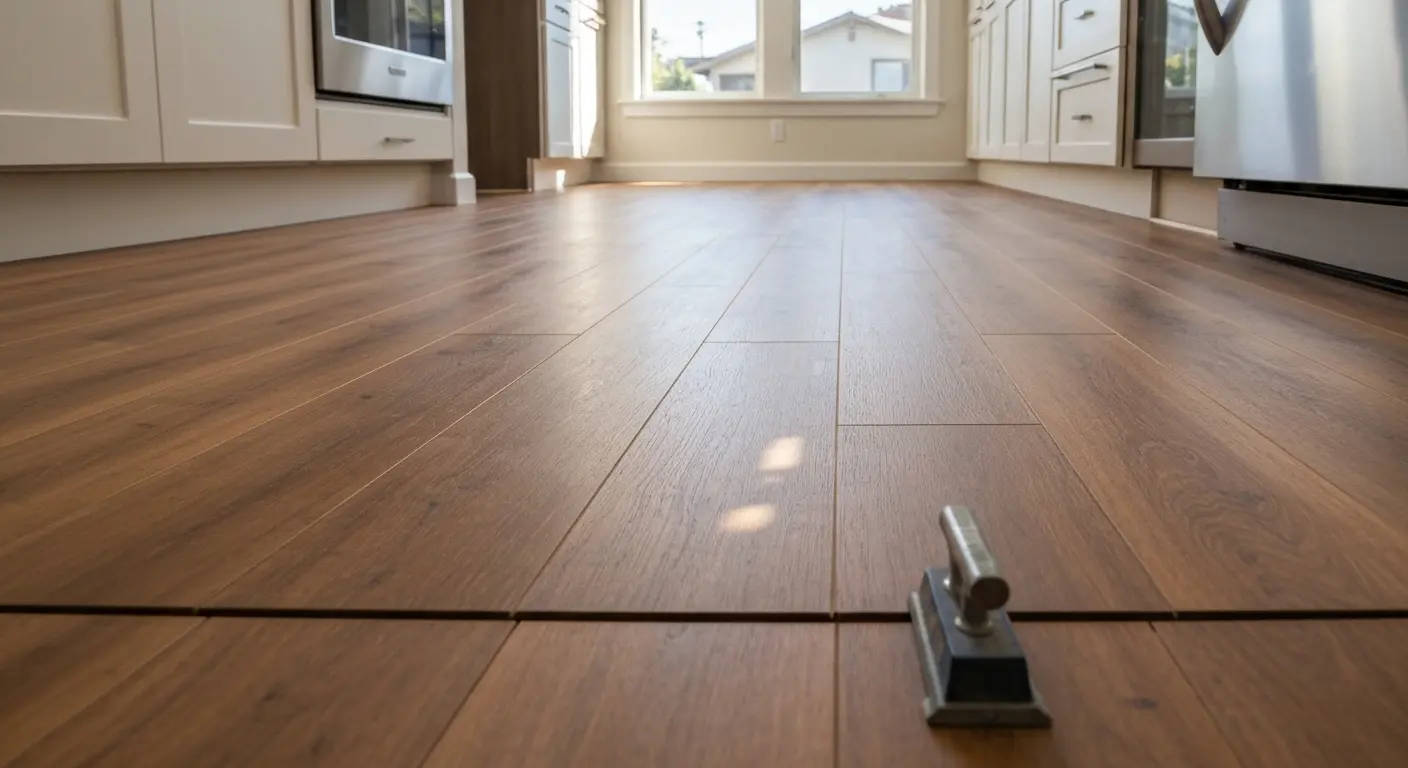 Luxury vinyl plank kitchen flooring installation near Willow Glen