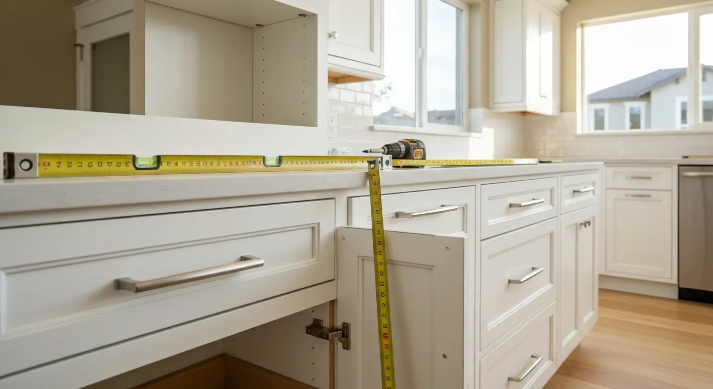 Custom cabinet installation in kitchen