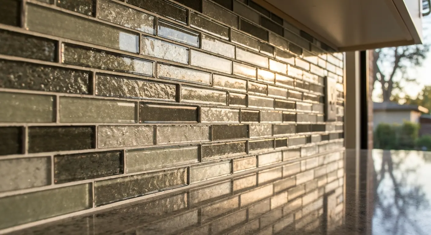 Glass mosaic backsplash