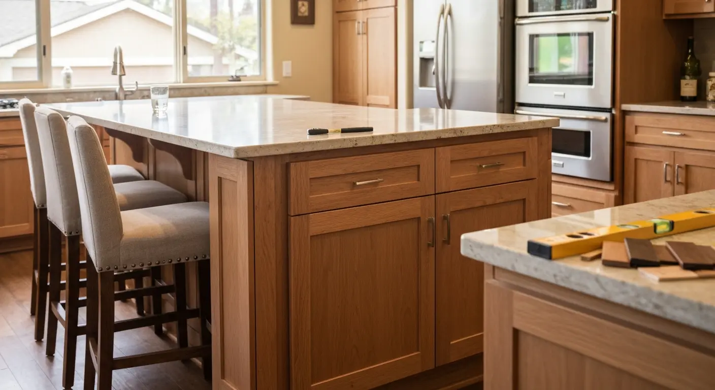 Custom kitchen island installation