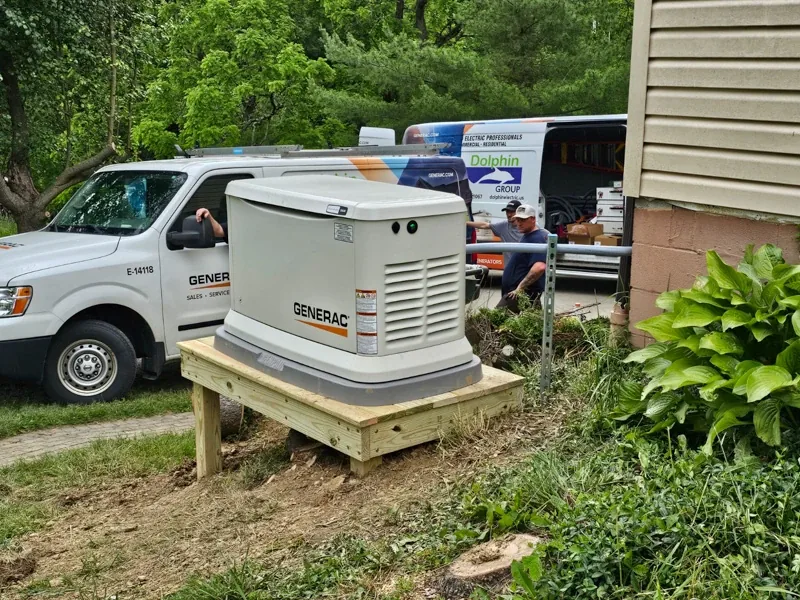 A completed Dolphin generator installation with the team's branded service truck