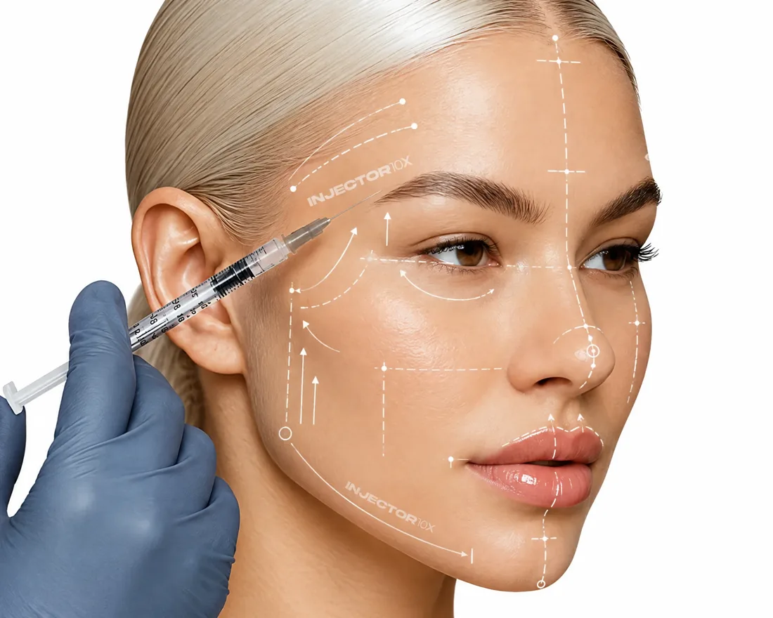 Injection with Injector 10X face mapping lines