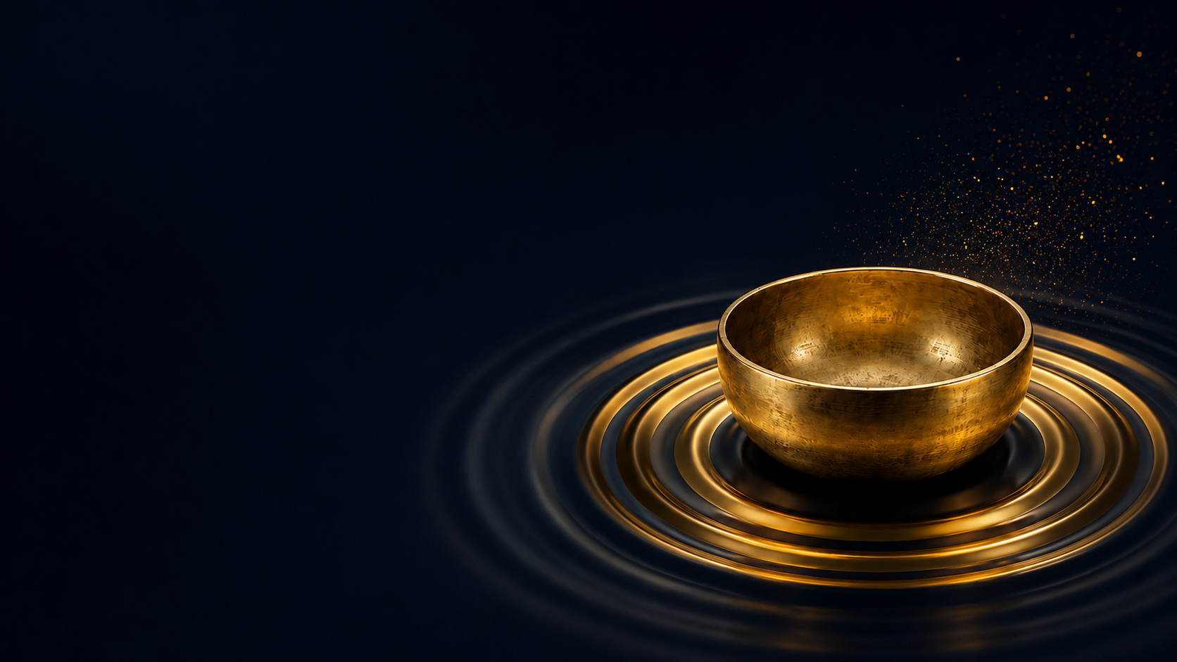 Tibetan singing bowl on water with golden ripples - 7-Day Nervous System Reset