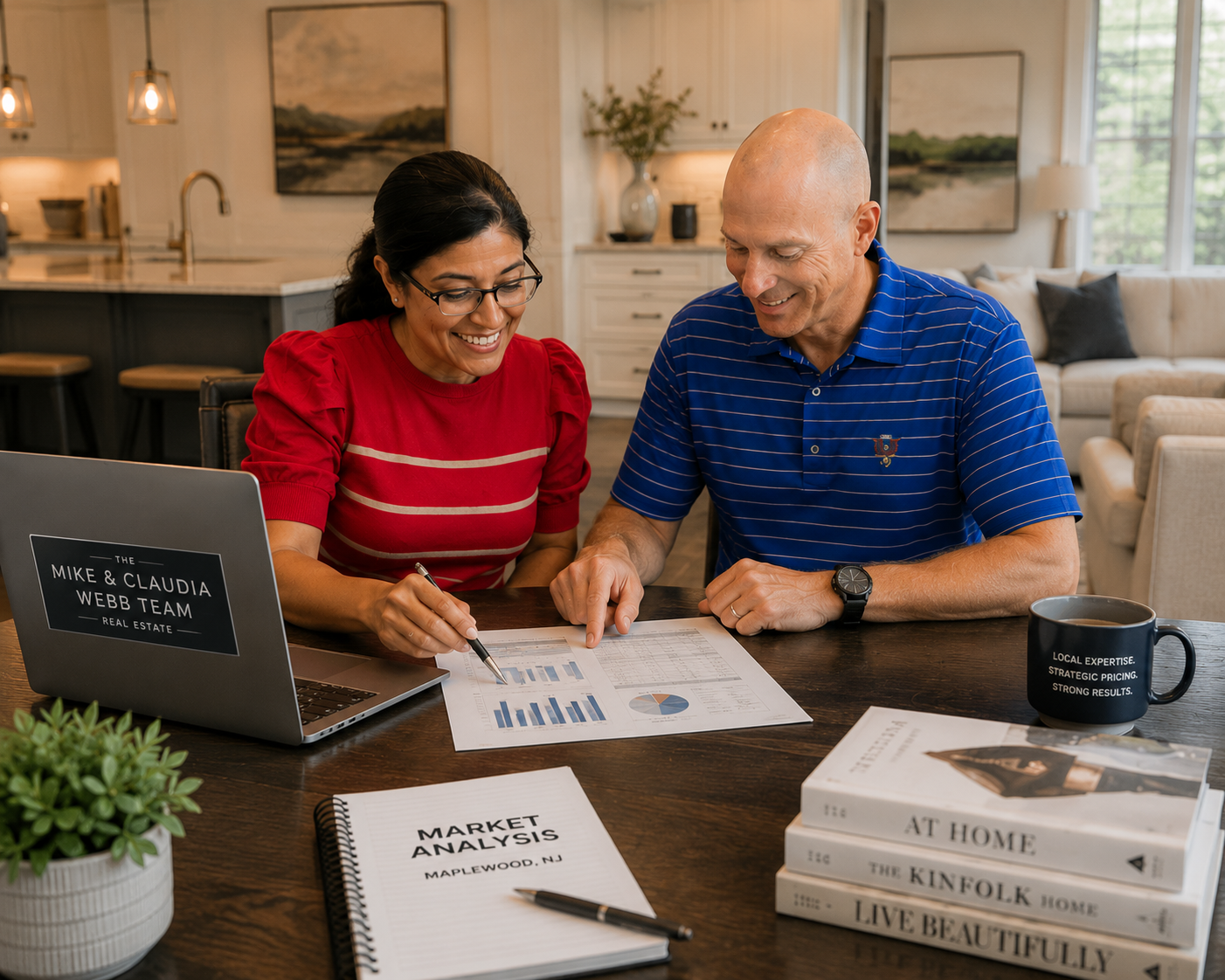 Homebuyers reviewing Arlington neighborhood data with an advisor