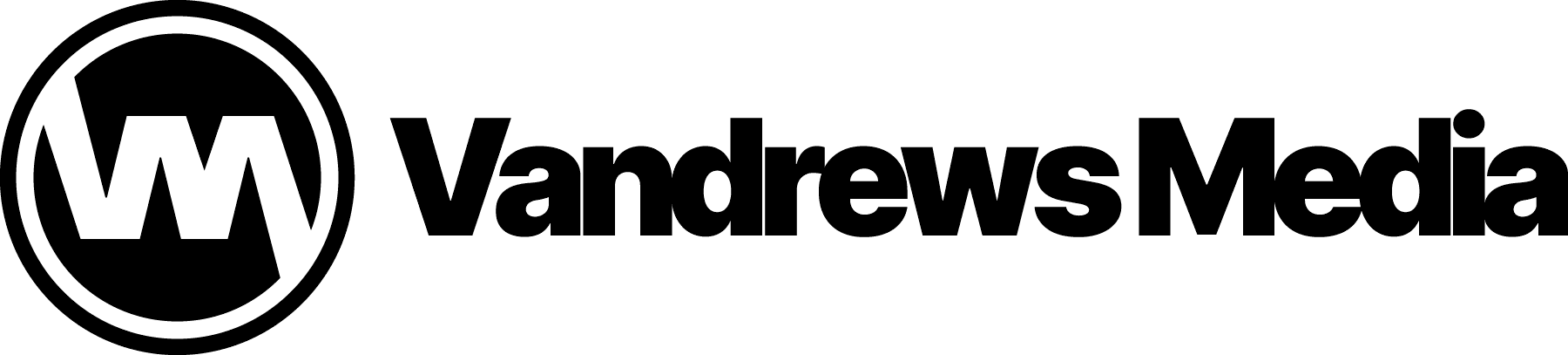 Vandrews Media horizontal lockup, black on light