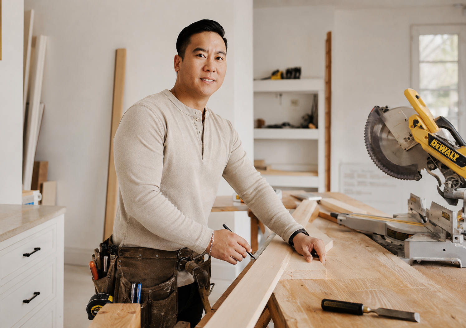 Keith Valdez in his workshop